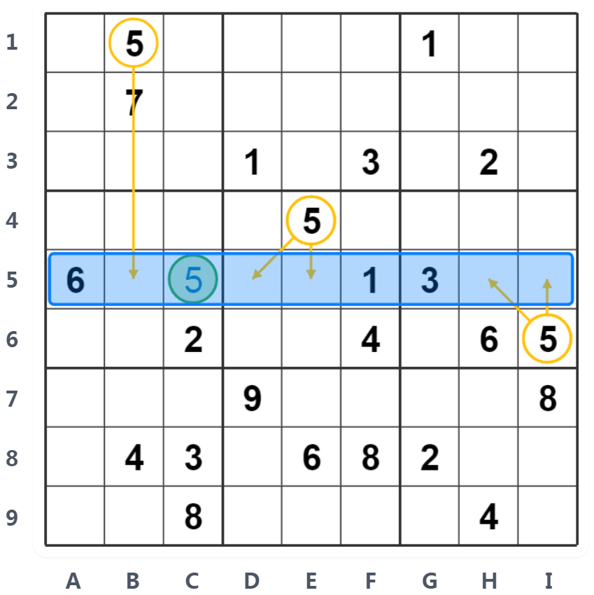 Hidden Single例-行分析