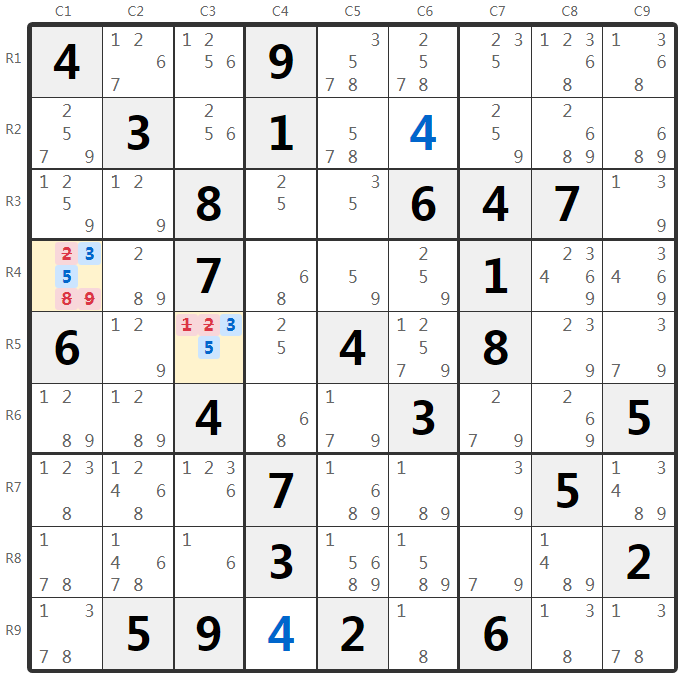 数独隠れたペア例-ボックス分析
